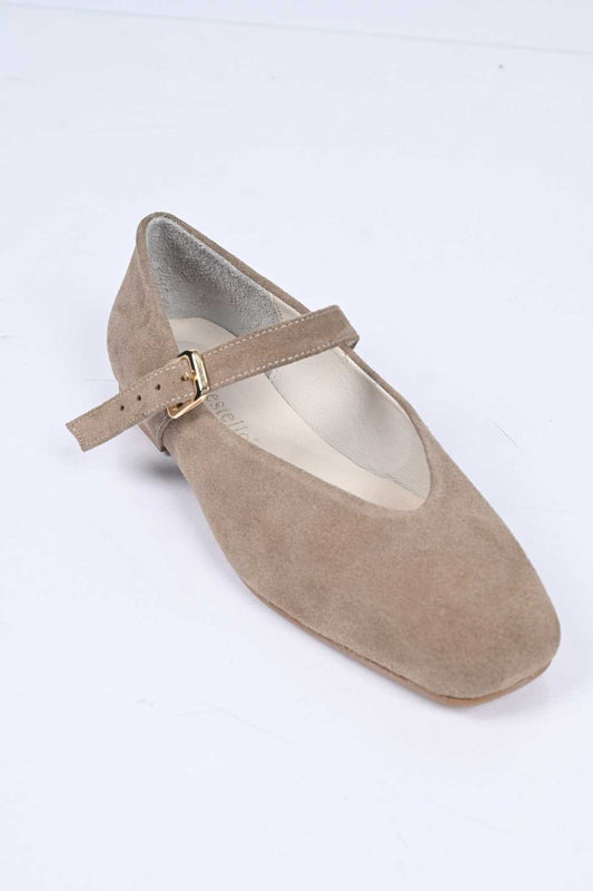 Bestello Genuine Leather Ballet Flats for Women 342-079 with Neolit Sole, Buckled Strap, and Slip-On Design