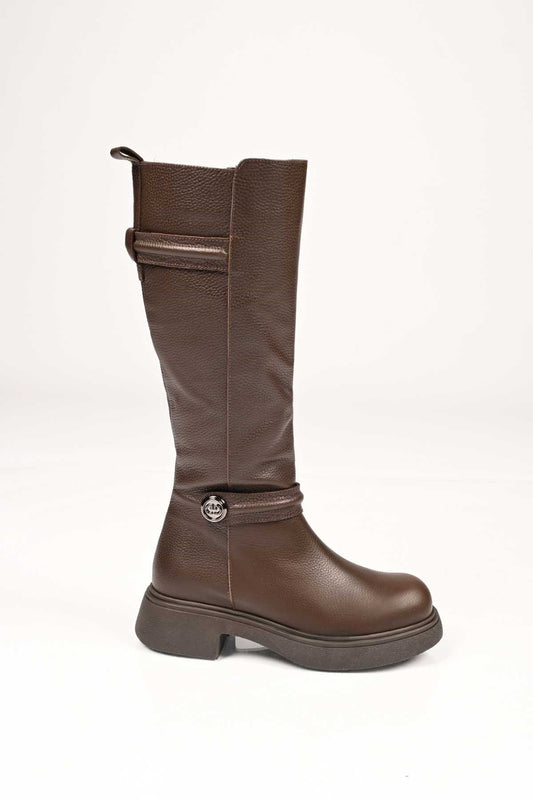 Bestello Women's Genuine Leather Boots with Thermo Sole, Slip-On and Zipper, Model 334-2000