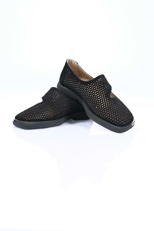 Bestello Slip-On Hook-and-Loop Fastened Shoes with Studs, Buckle Detail, Thermo Sole, Genuine Leather, Everyday Women's Shoes 338-7085