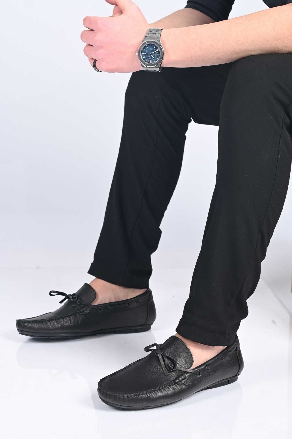 Bestello Men's Genuine Leather Loafers with Bow, Slip-On, Polyurethane Sole, Model 028-2088-26Y