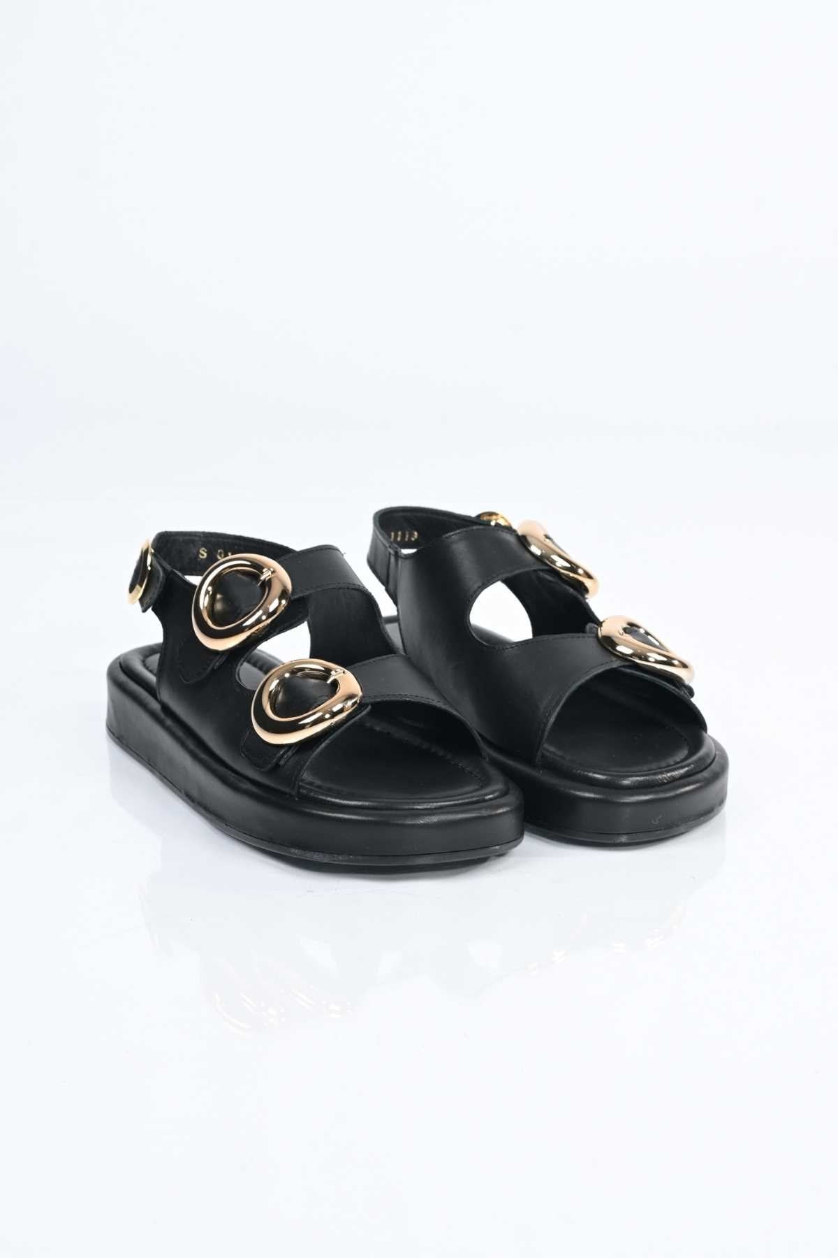 Bestello Slip-On Buckled Poly Sole Genuine Leather Open-Back Sandal 341-1119 Women's Sandal
