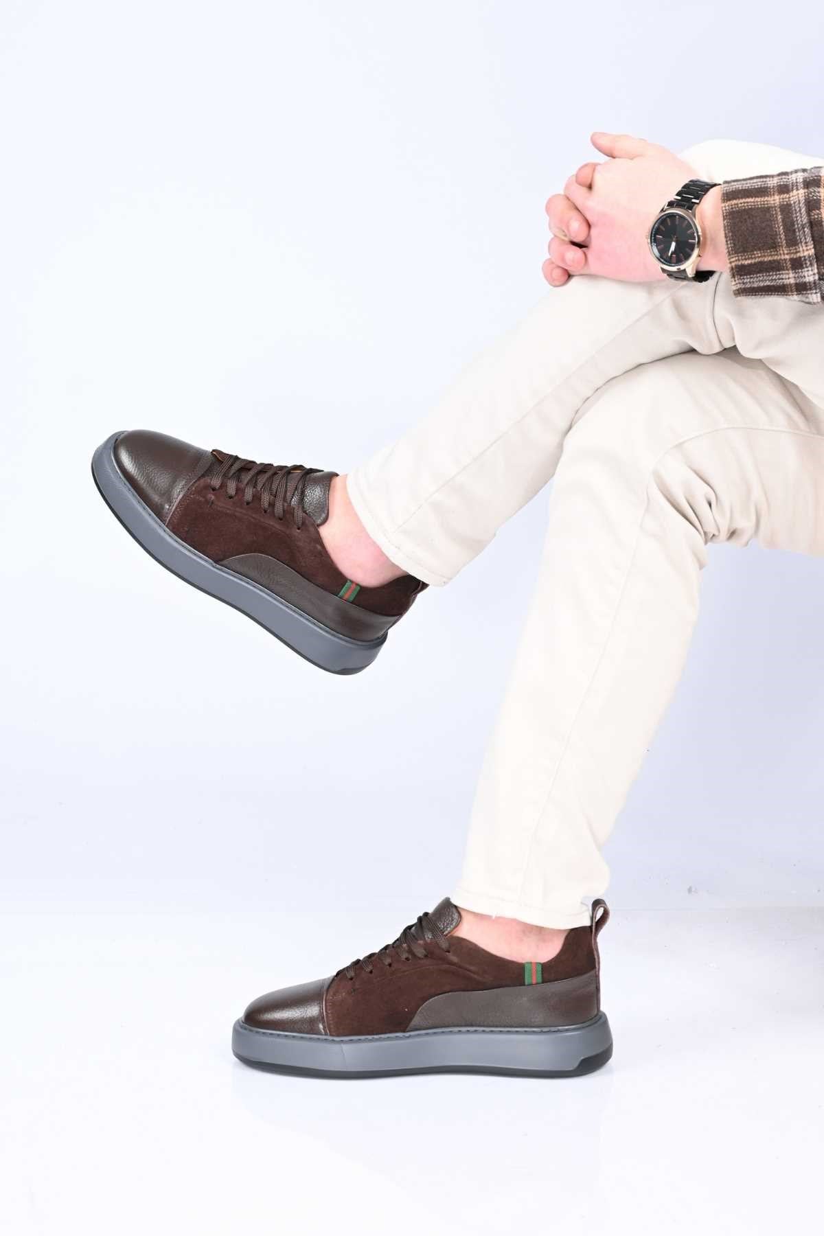 Bestello Lace-Up Genuine Leather EVA Sole Sneakers 174-22034 Men's Shoes