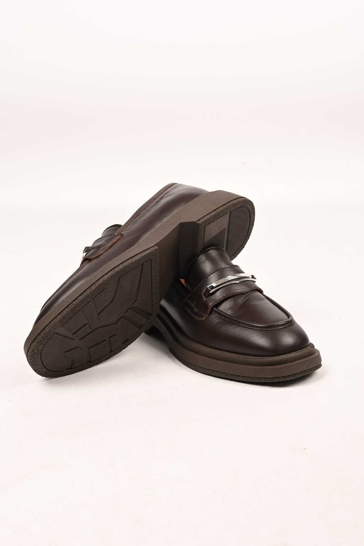 Bestello Slip-On Buckled Thermo Sole Genuine Leather Casual 334-1845-28 Women's Shoes