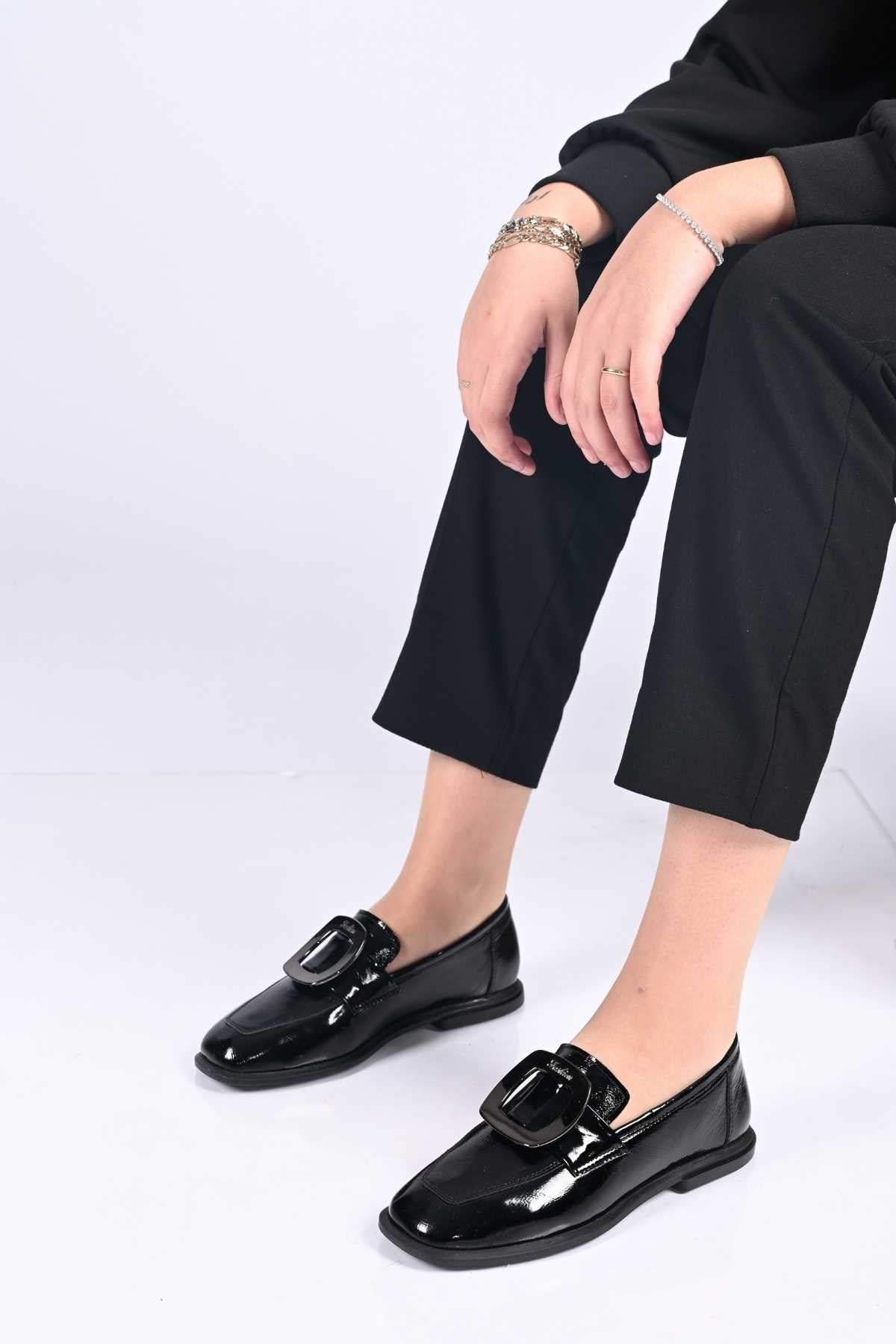 Bestello Genuine Leather Loafer with Buckle, Slip-On, TPU Sole 332-25050 Women's Shoes