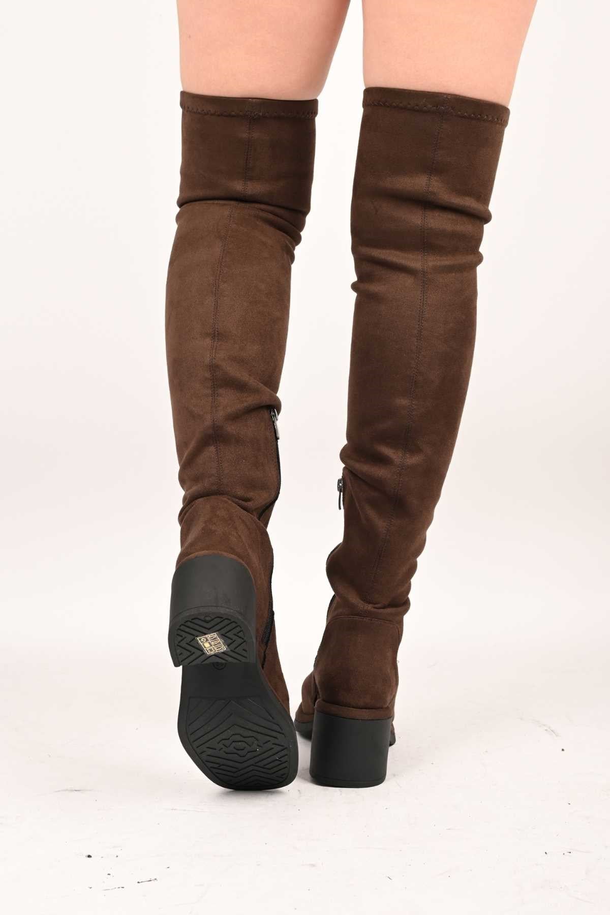 Bestello Slip-On Stretch Detail Genuine Leather Boots with Thermo Sole 336-1236 Women's Boots