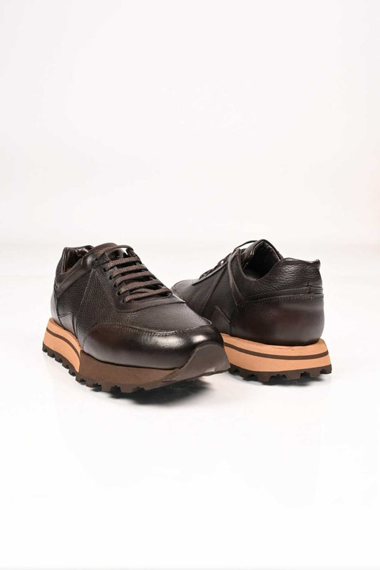 Bestello Lace-Up Genuine Leather Sneakers with EVA Sole 172-64176 Men's Shoes