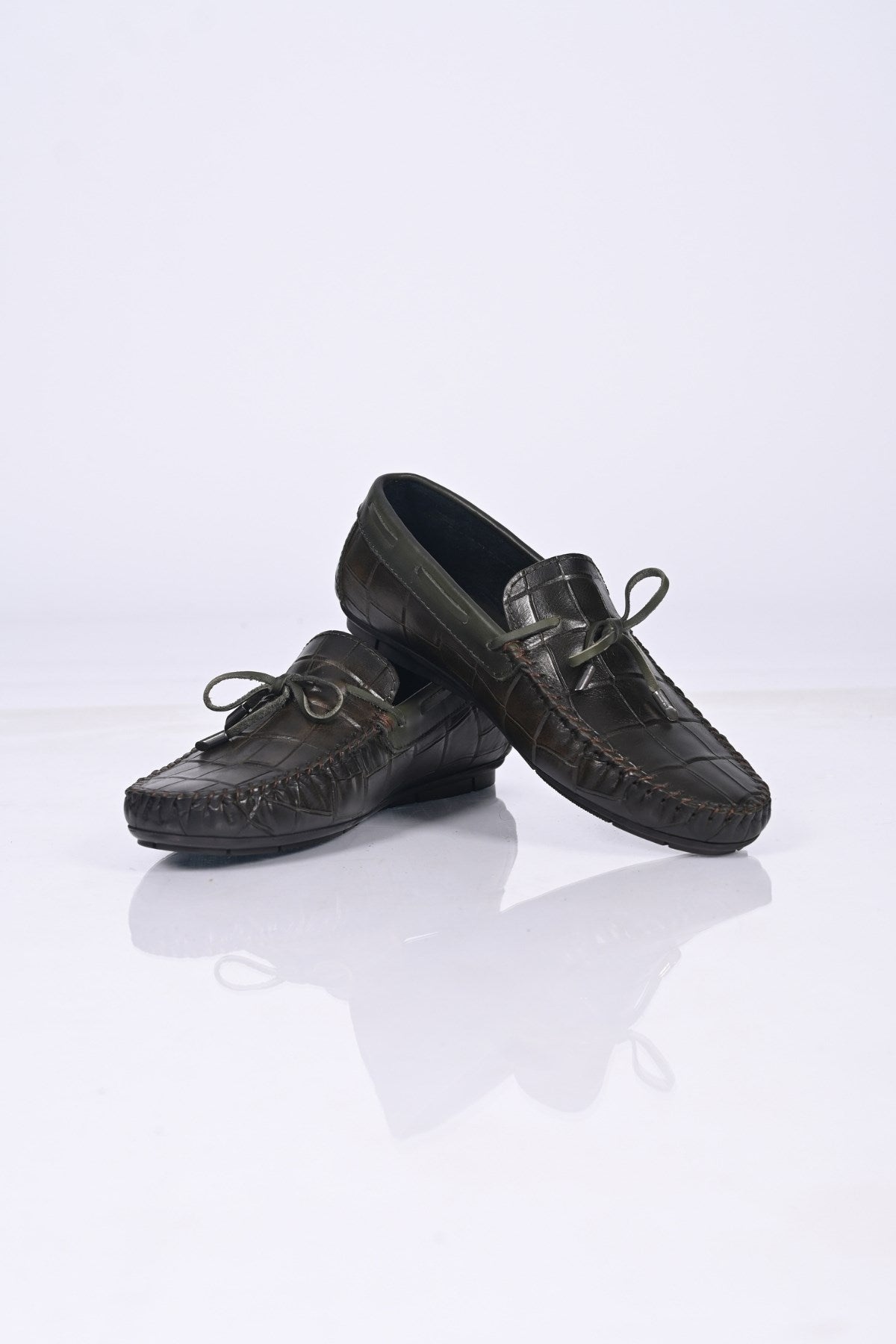Bestello Slip-On Loafers with Bow, Genuine Leather, Polyurethane Sole, Model 028-2068-26Y Men's Shoes