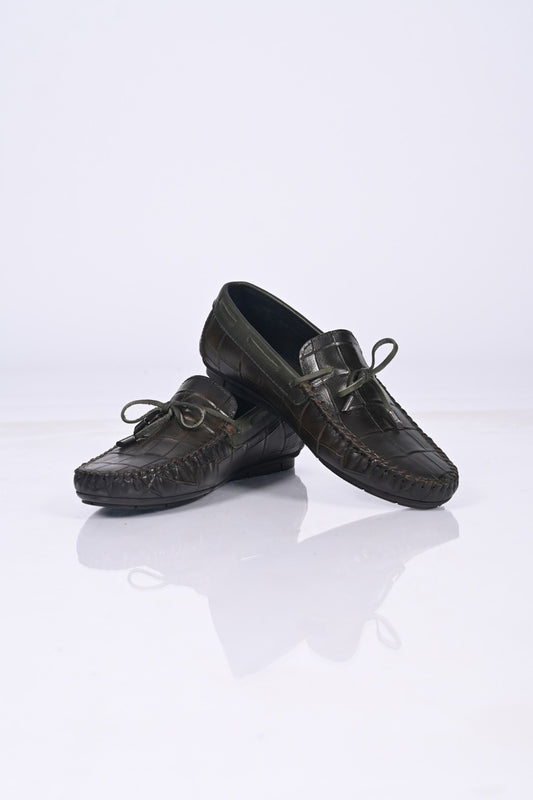 Bestello Slip-On Loafers with Bow, Genuine Leather, Polyurethane Sole, Model 028-2068-26Y Men's Shoes