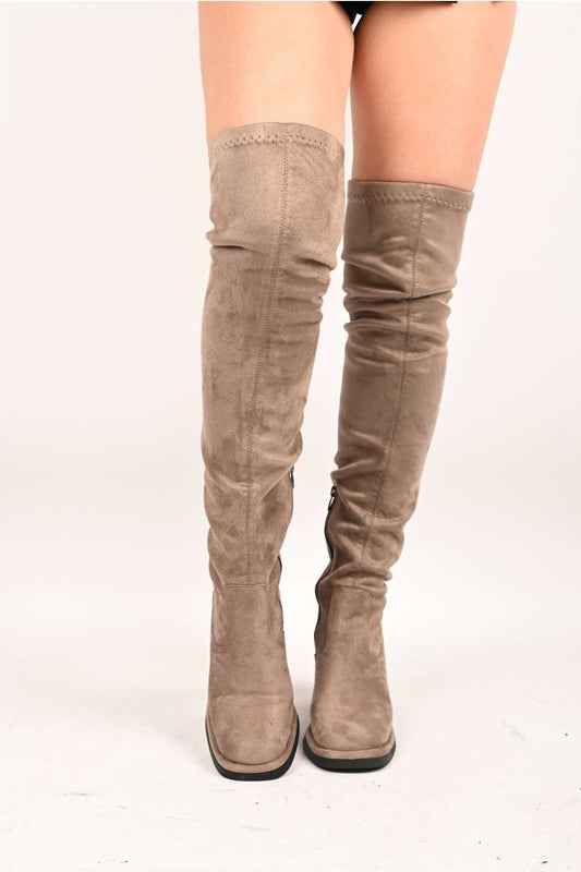 Bestello Slip-On Stretch Detail Genuine Leather Boots with Thermo Sole 336-1236 Women's Boots