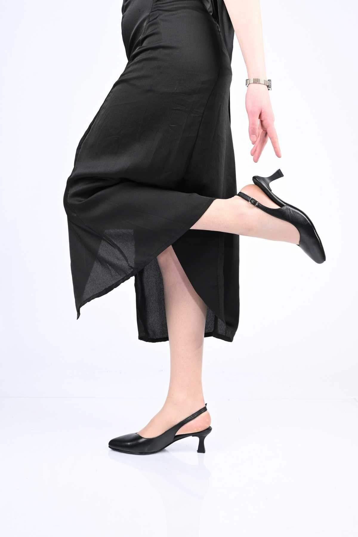 Bestello Slip-On Genuine Leather Open-Back Thin-Heeled Shoes with Neolite Sole 342-527 Women's Shoes