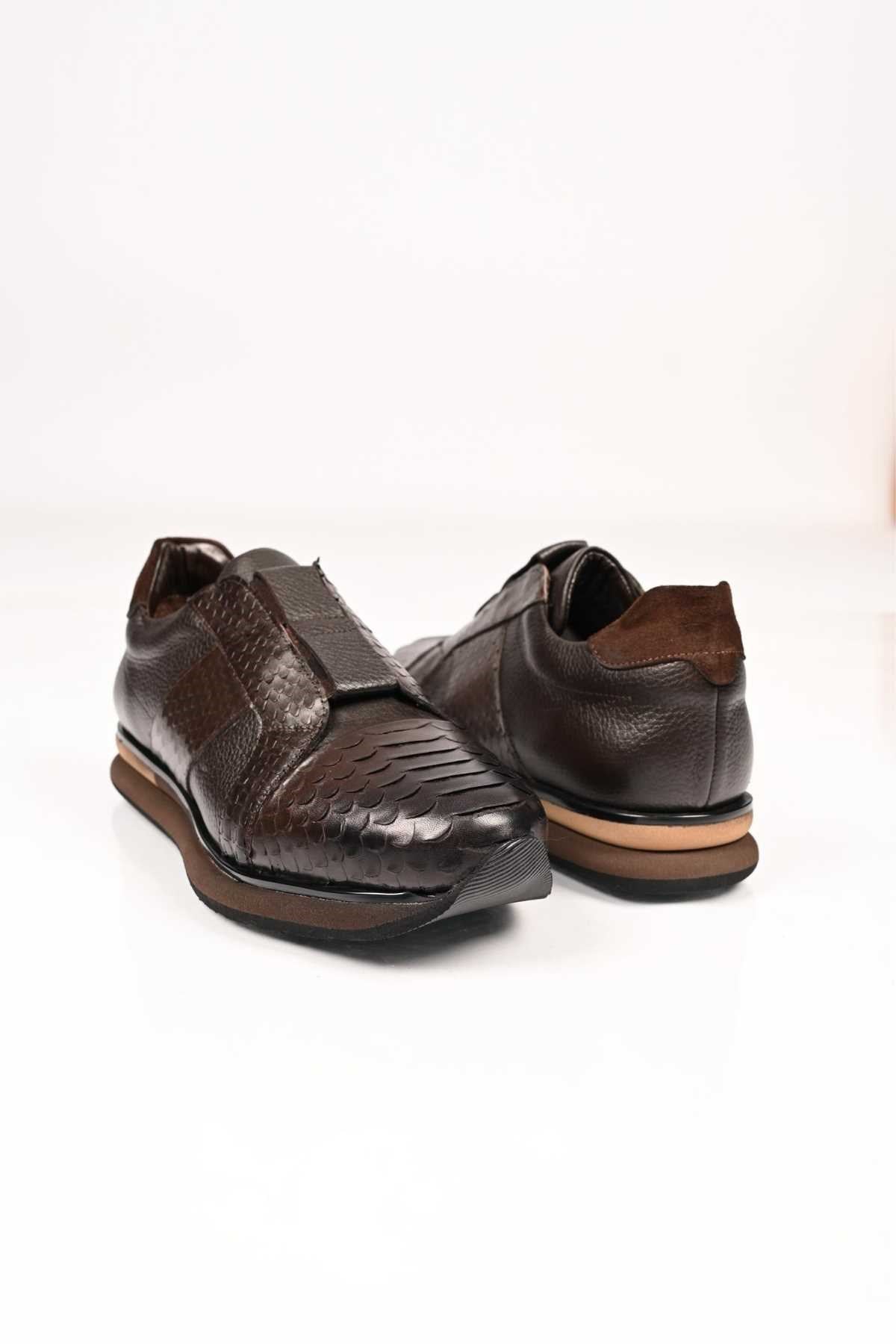 Bestello Men's Genuine Leather Slip-On Sneakers with Elastic EVA Sole 172-64300
