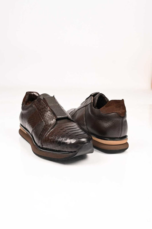 Bestello Men's Genuine Leather Slip-On Sneakers with Elastic EVA Sole 172-64300