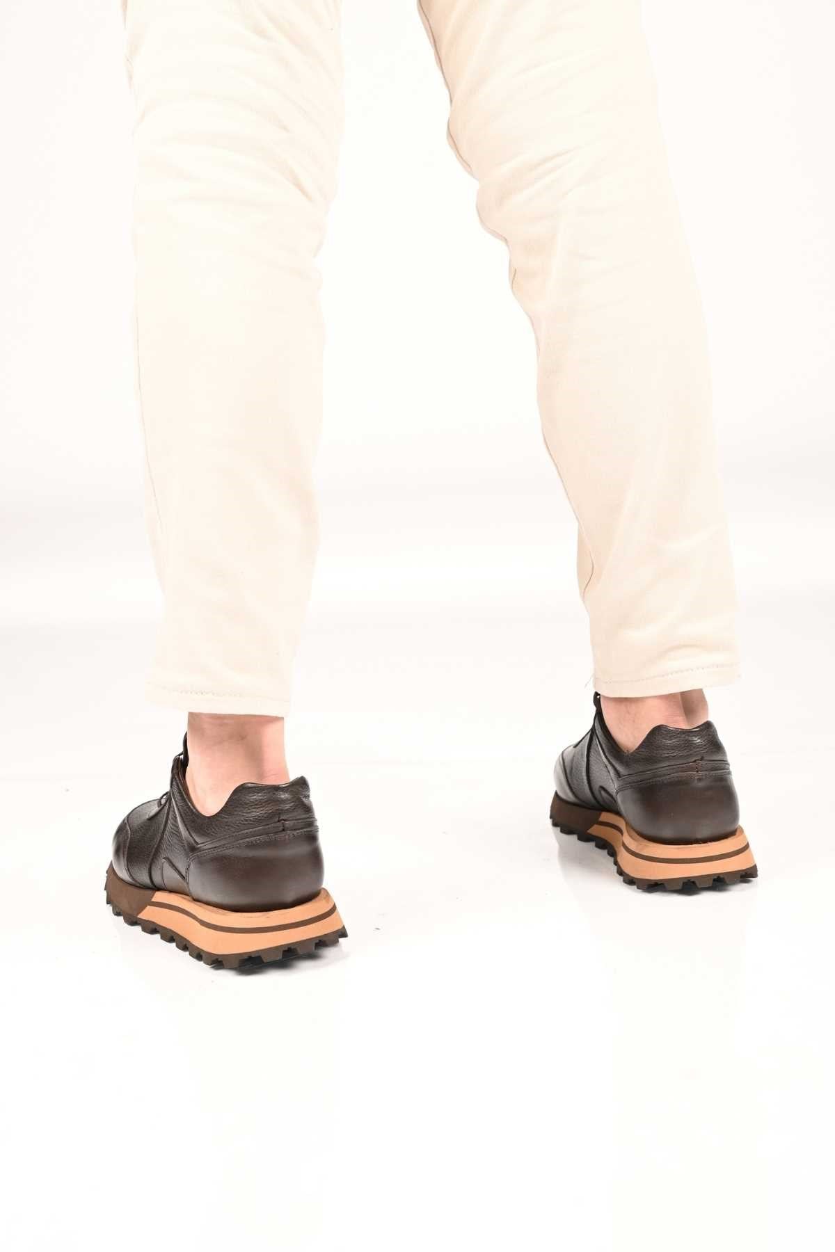 Bestello Lace-Up Genuine Leather Sneakers with EVA Sole 172-64176 Men's Shoes