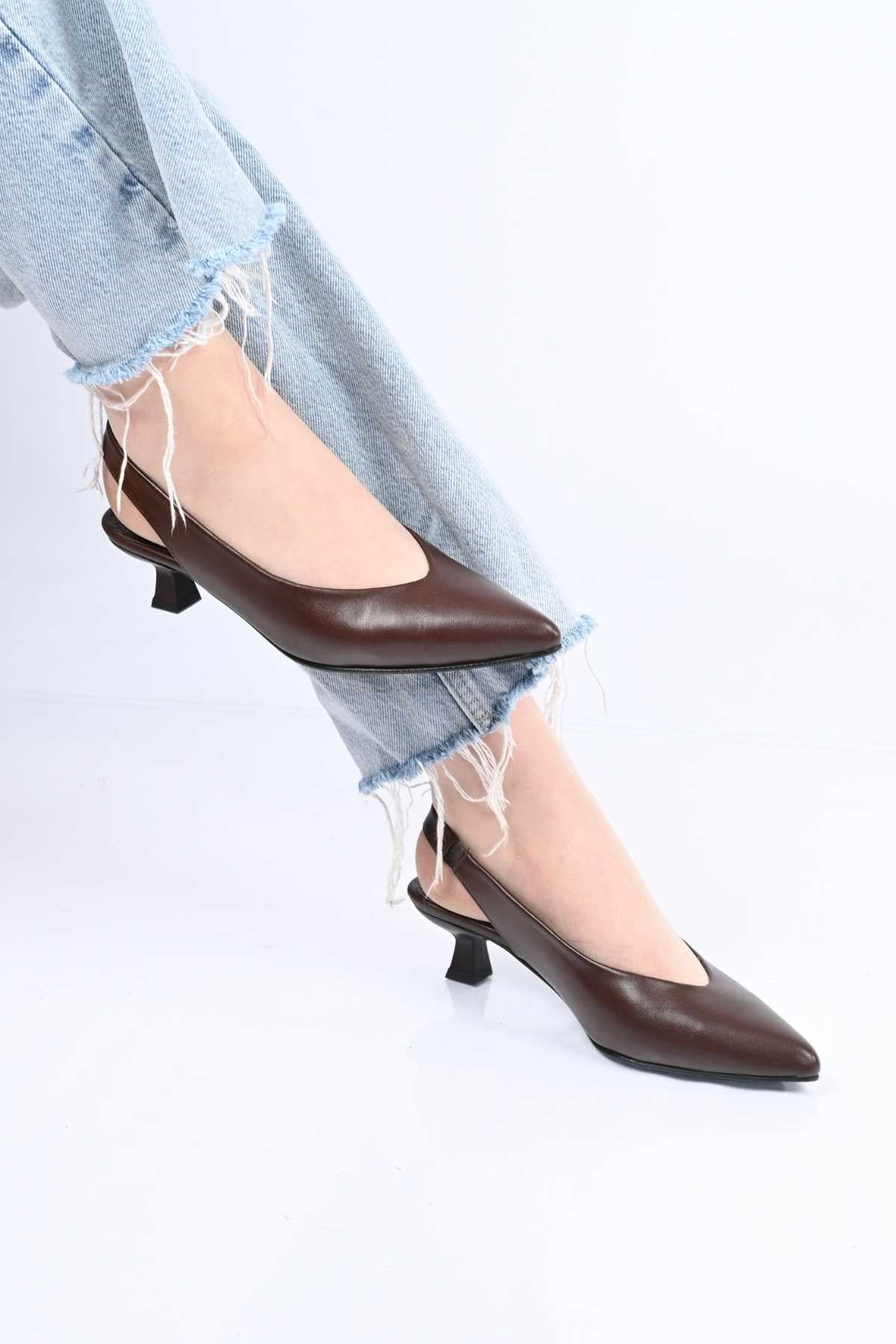 Bestello Slip-On Genuine Leather Open-Back Thin-Heeled Shoes with Neolite Sole 342-041 Women's Shoes