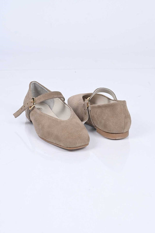 Bestello Genuine Leather Ballet Flats for Women 342-079 with Neolit Sole, Buckled Strap, and Slip-On Design