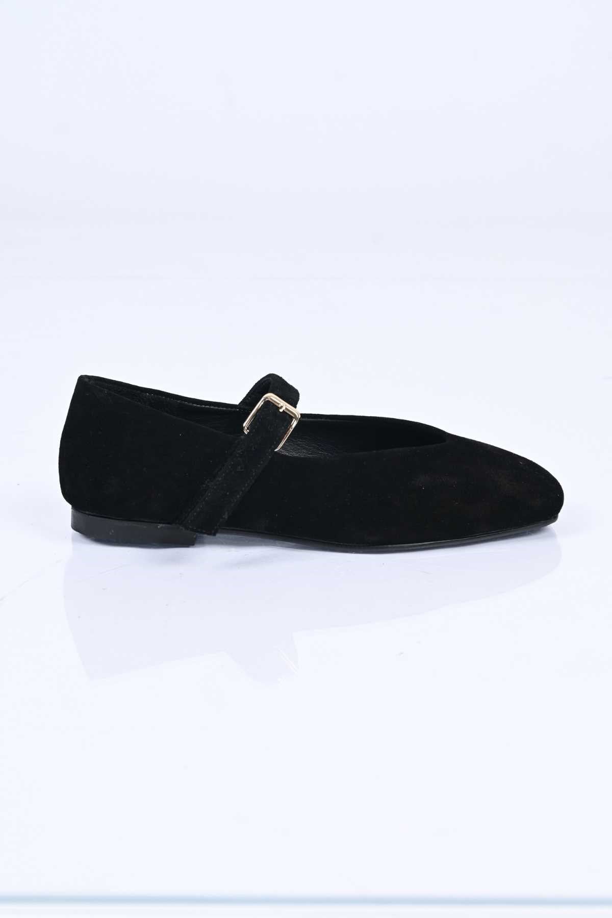 Bestello Genuine Leather Ballet Flats for Women 342-079 with Neolit Sole, Buckled Strap, and Slip-On Design