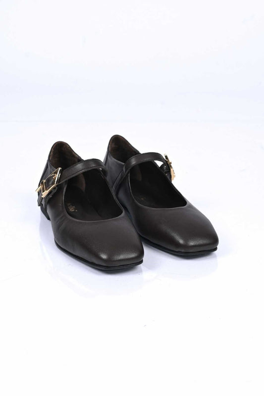 Bestello Slip-On Genuine Leather Ballet Flats with Buckle Strap and Neolite Sole 342-050 Women's Ballet Flats