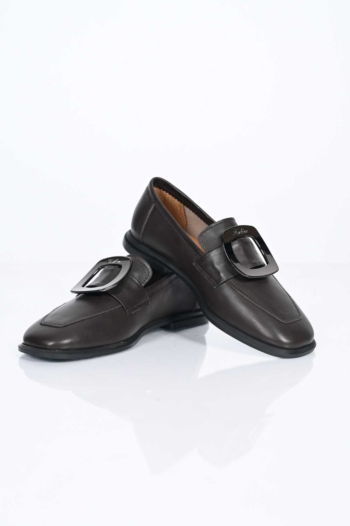 Bestello Genuine Leather Loafer with Buckle, Slip-On, TPU Sole 332-25050 Women's Shoes