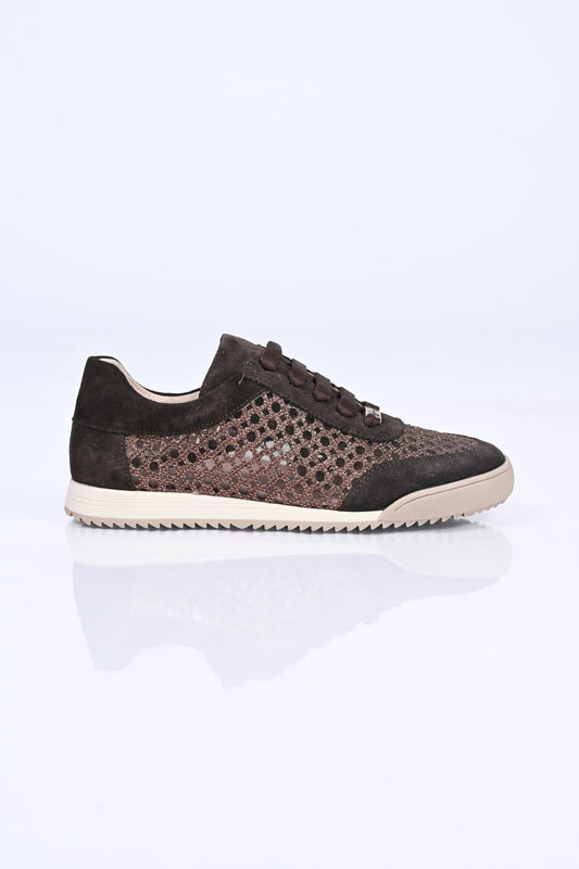 Bestello Lace-Up Mesh Thermo Sole Genuine Leather Sneakers 338-7091 Women's Shoes