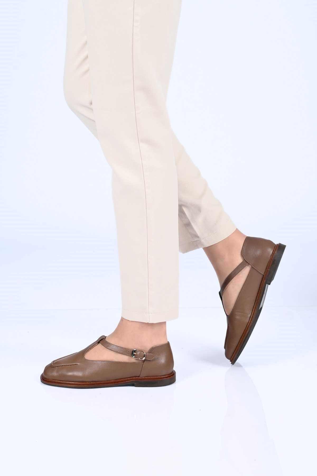Bestello Women's Genuine Leather Everyday Slip-On Shoes with Belt Buckle Detail and Jurdan Sole 332-26121