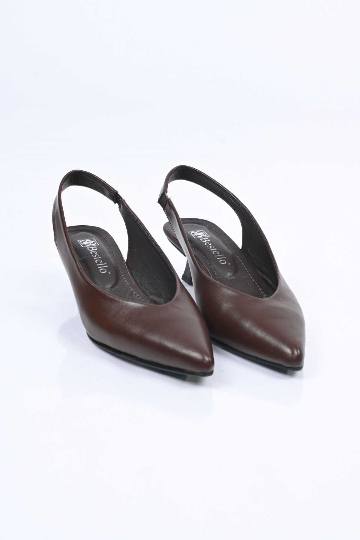 Bestello Slip-On Genuine Leather Open-Back Thin-Heeled Shoes with Neolite Sole 342-041 Women's Shoes