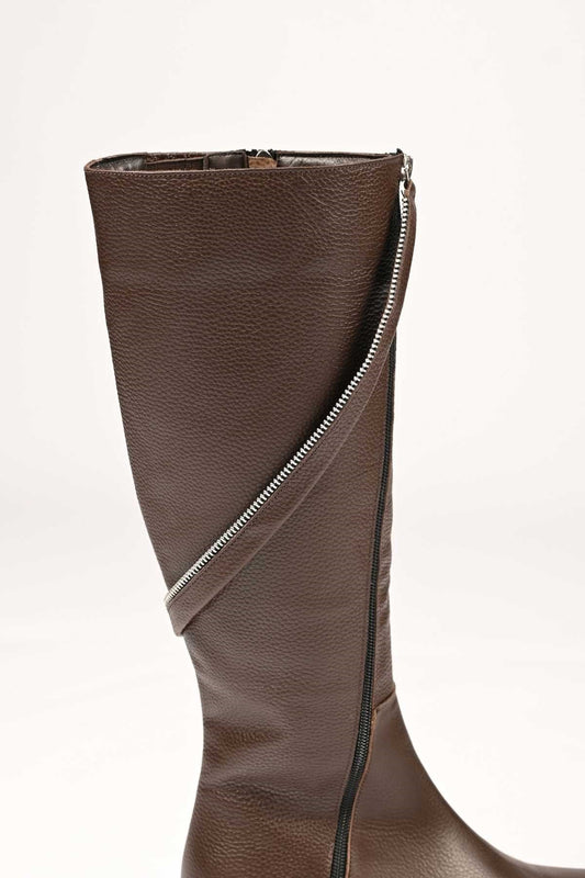 Bestello Women's Genuine Leather Slip-On Zip-Up Thermal Sole Boots 334-1000