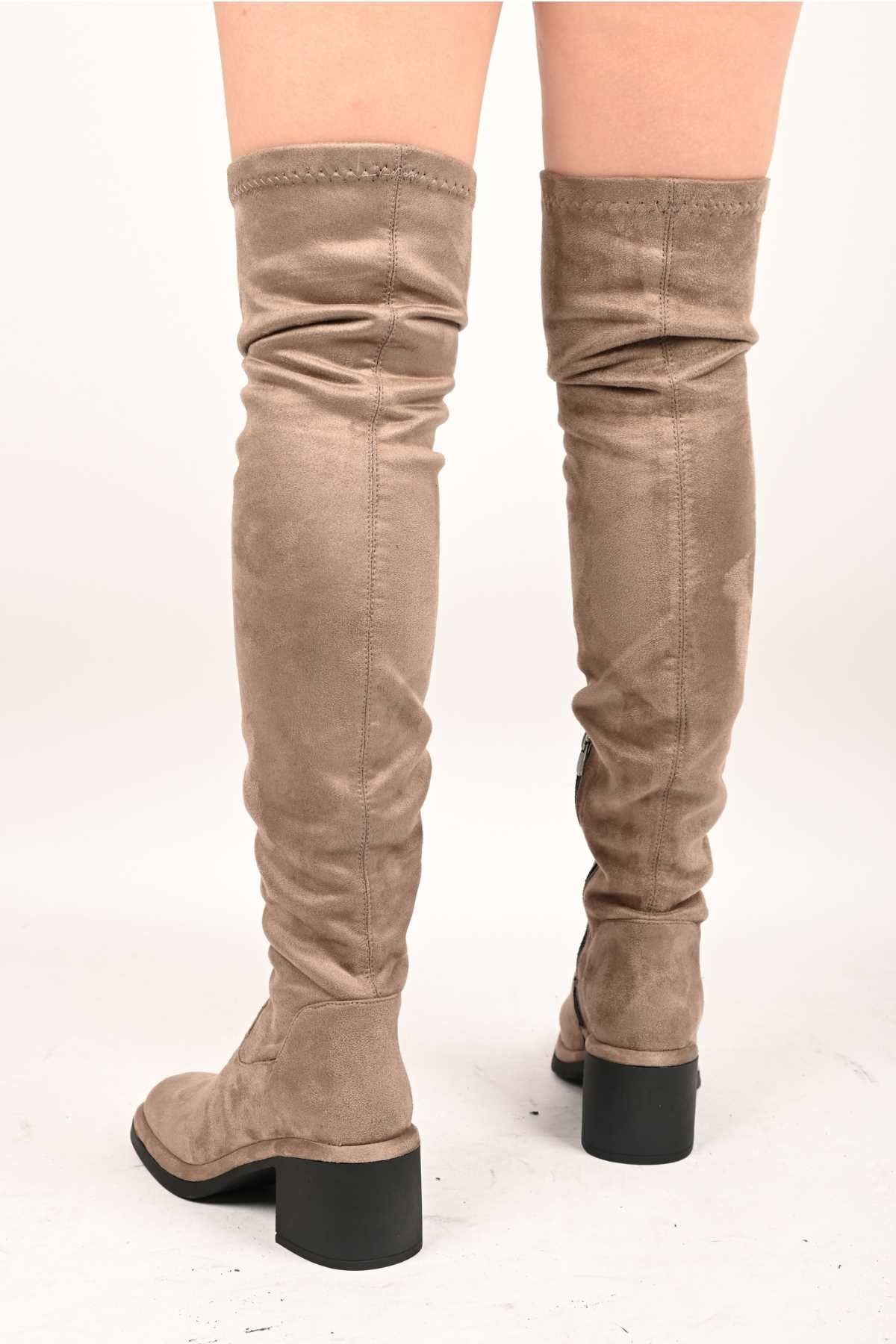 Bestello Slip-On Stretch Detail Genuine Leather Boots with Thermo Sole 336-1236 Women's Boots