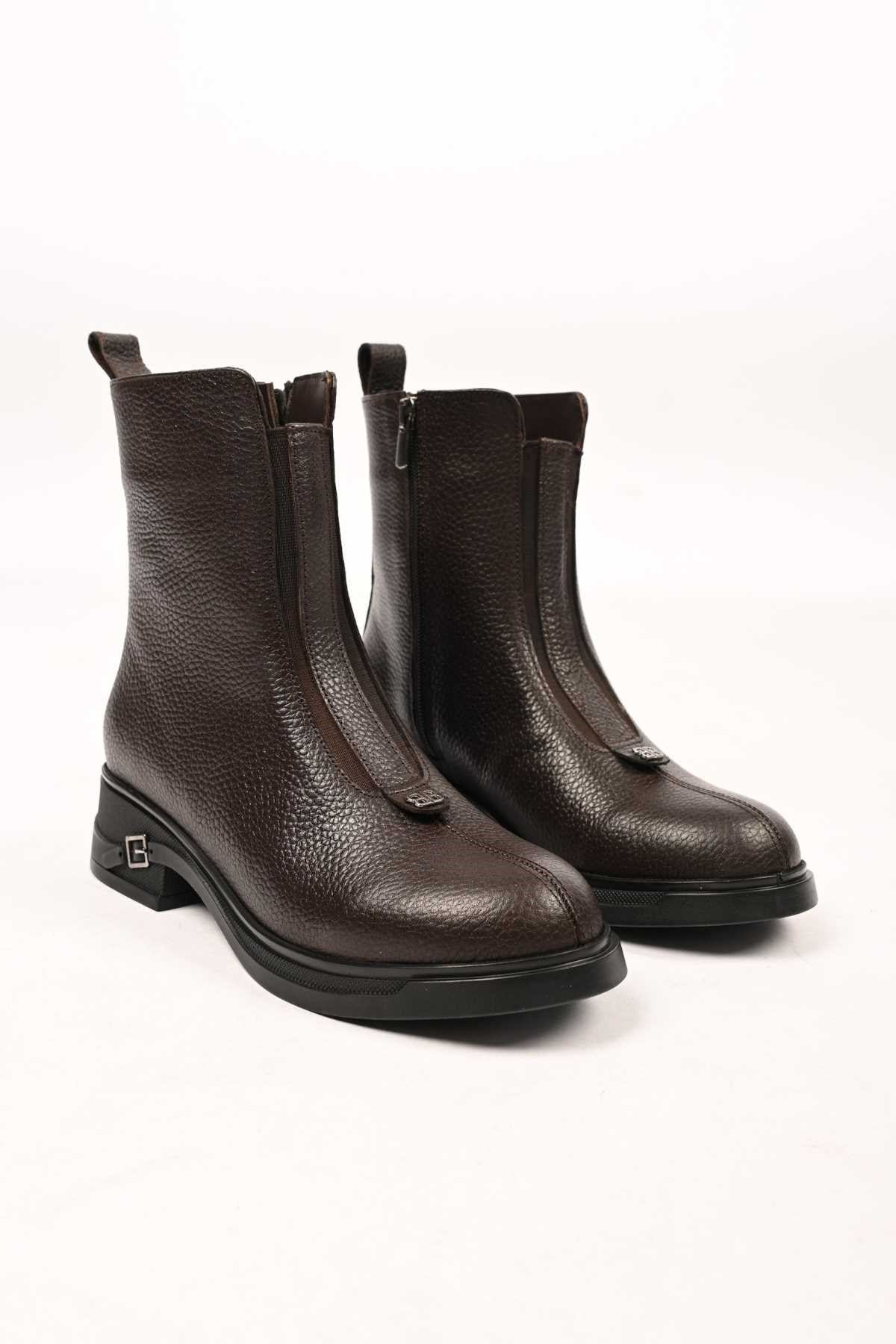 Bestello Slip-On Zip-Up Genuine Leather Casual Boots with Thermo Sole 335-662-17 Women's Boots