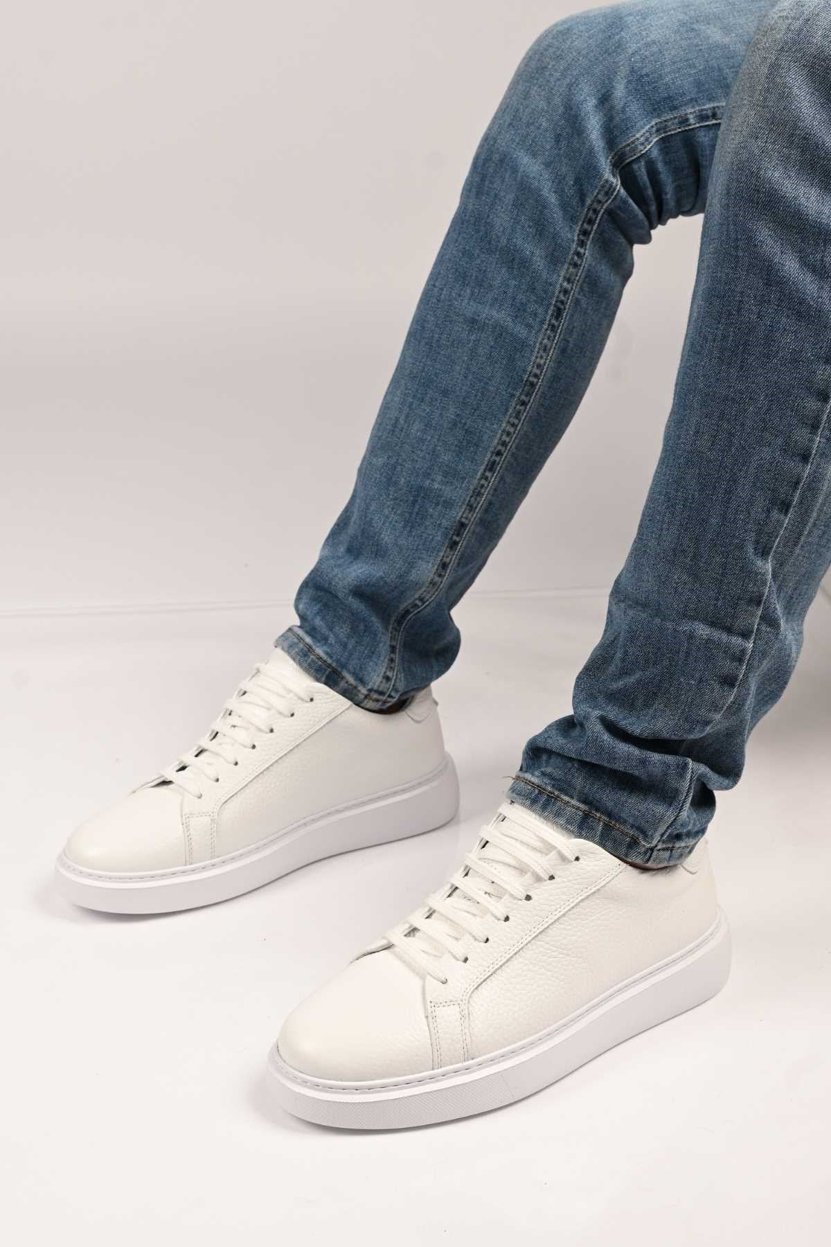 Bestello Lace-Up Genuine Leather Sneakers with EVA Sole 174-22040 Men's Shoes