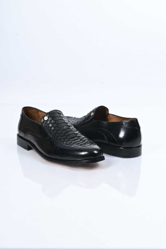 Bestello Slip-On Genuine Python Leather Classic Shoes with Leather Sole 333-3124 Men's Shoes