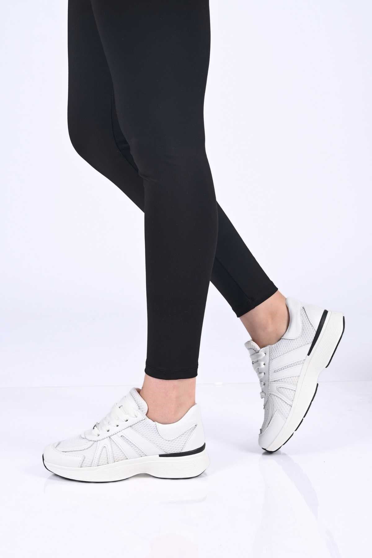 Bestello Lace-Up Thermo Sole Textile Genuine Leather Sneakers 338-7106 Women's Shoes