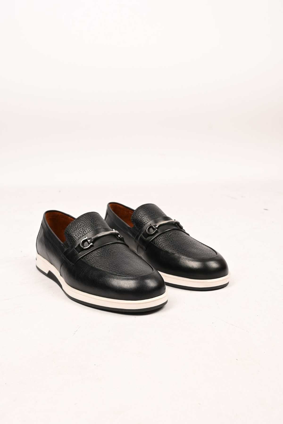 Bestello Slip-On Buckle Loafers with Thermo Sole Genuine Leather 333-5582 Men's Shoes