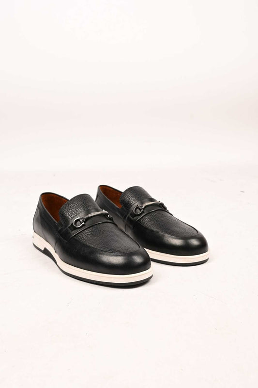 Bestello Slip-On Buckle Loafers with Thermo Sole Genuine Leather 333-5582 Men's Shoes