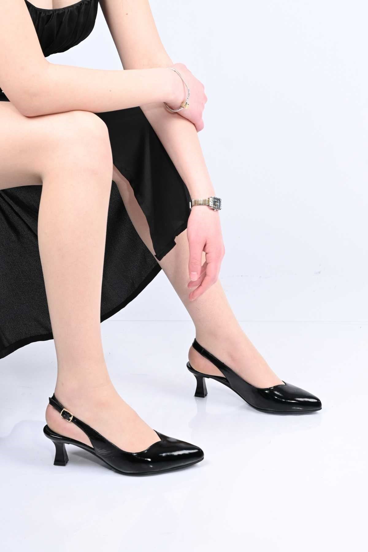 Bestello Slip-On Genuine Leather Open-Back Thin-Heeled Shoes with Neolite Sole 342-527 Women's Shoes
