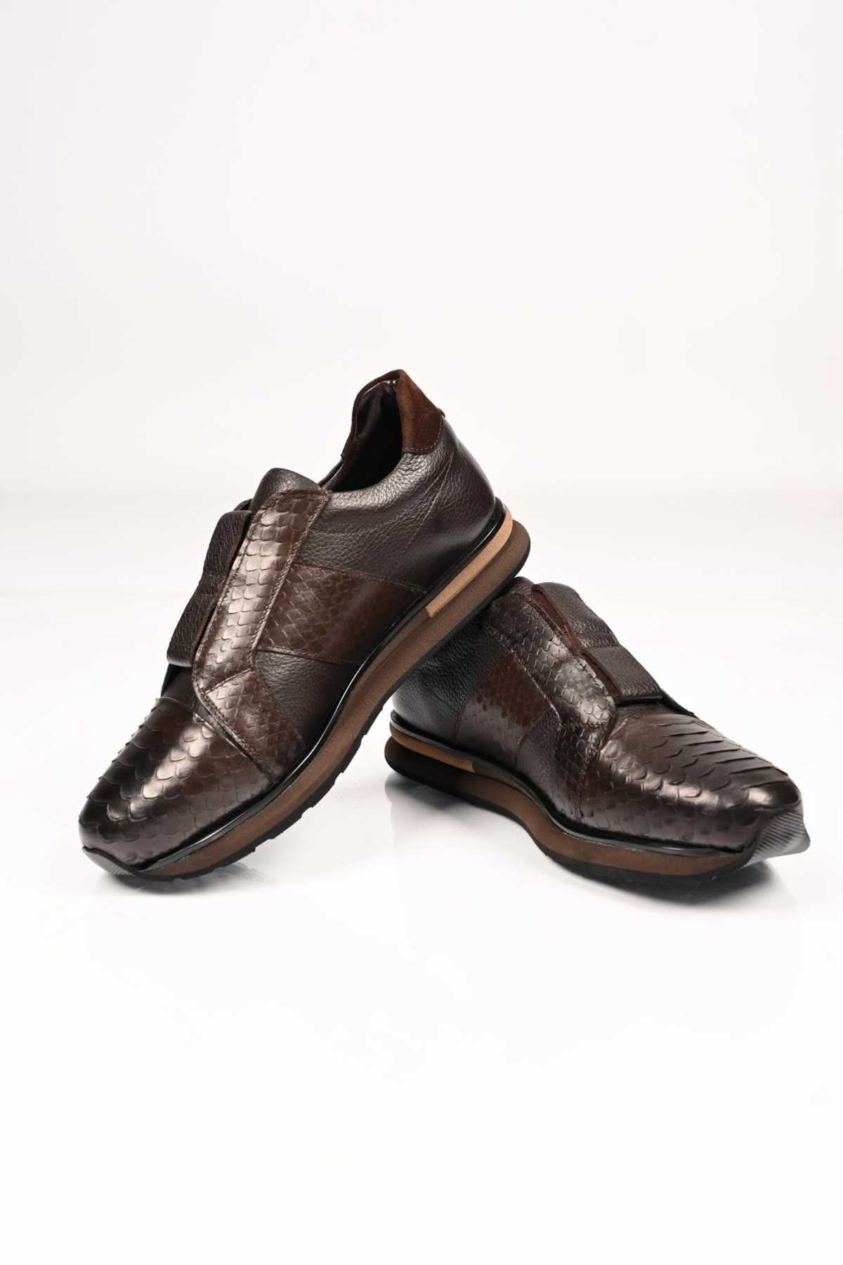 Bestello Men's Genuine Leather Slip-On Sneakers with Elastic EVA Sole 172-64300