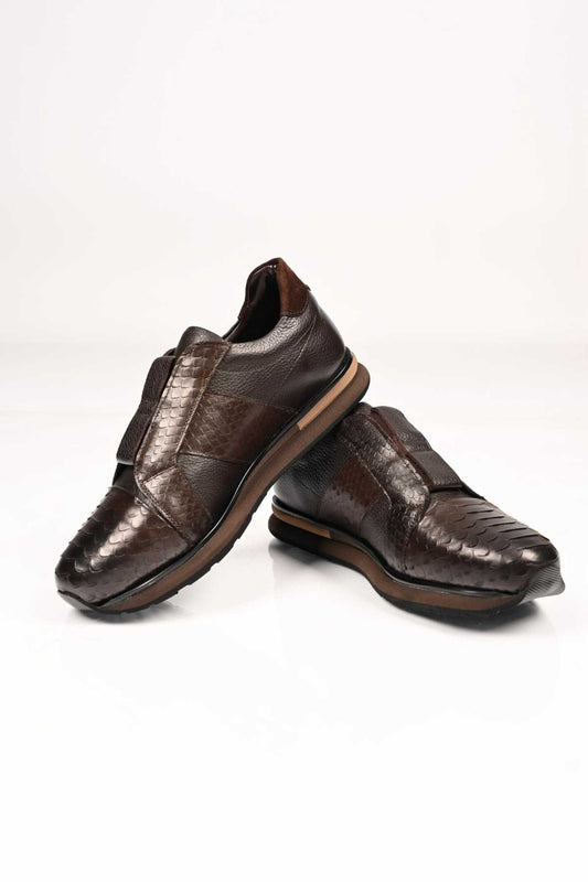 Bestello Men's Genuine Leather Slip-On Sneakers with Elastic EVA Sole 172-64300