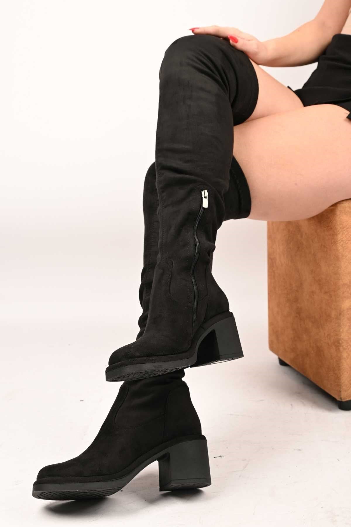 Bestello Slip-On Stretch Detail Genuine Leather Boots with Thermo Sole 336-1236 Women's Boots