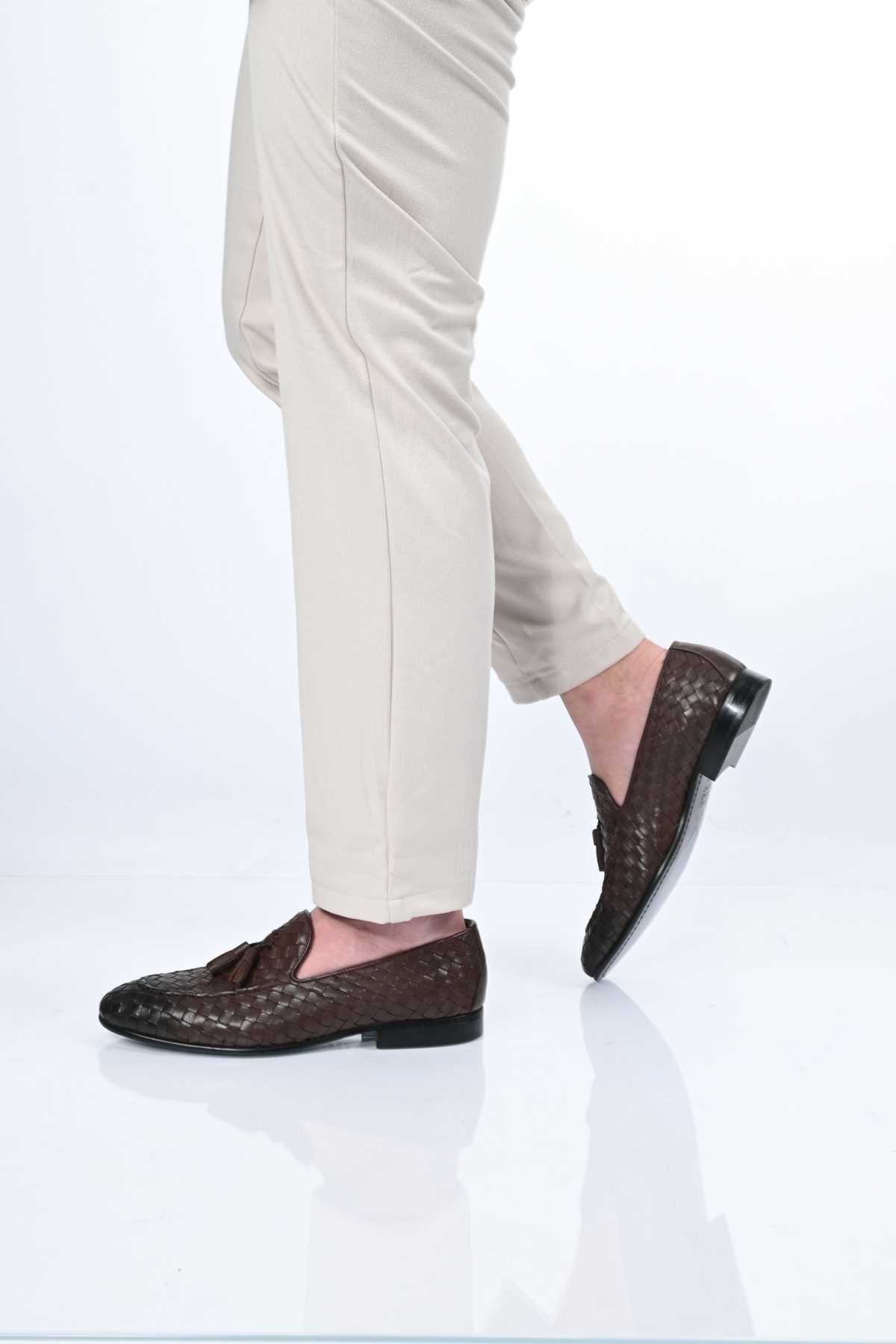 Bestello Slip-On Tassel Braided Genuine Leather Classic Shoes with Neolite Sole 333-2357 Men's Shoes