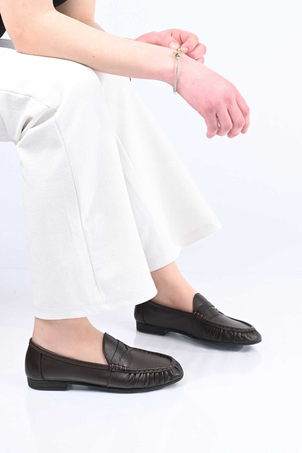 Bestello Genuine Leather Loafer with Elasticized Slip-On Design and TPU Sole 343-265-2660 Women's Shoes