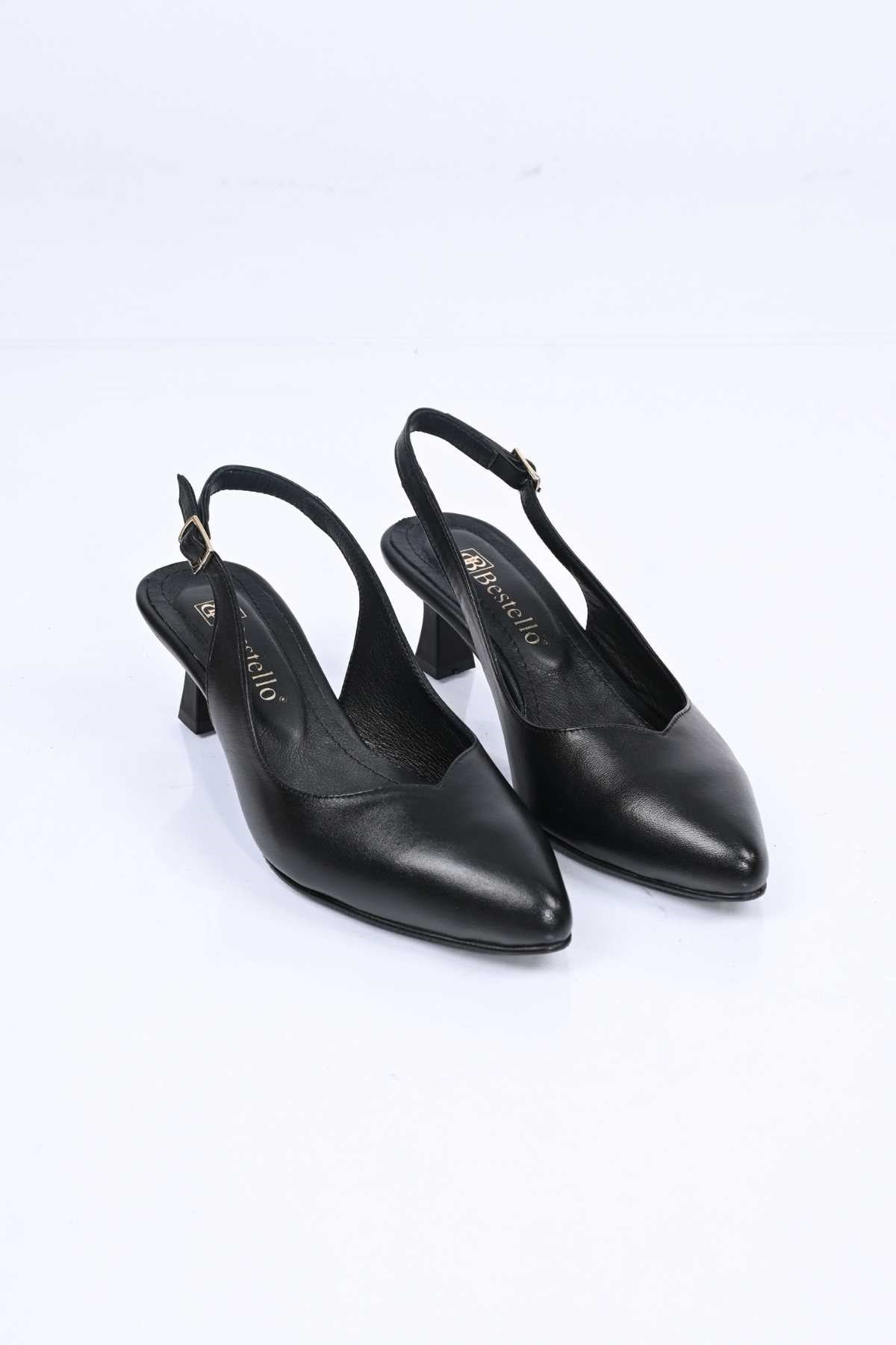 Bestello Slip-On Genuine Leather Open-Back Thin-Heeled Shoes with Neolite Sole 342-527 Women's Shoes