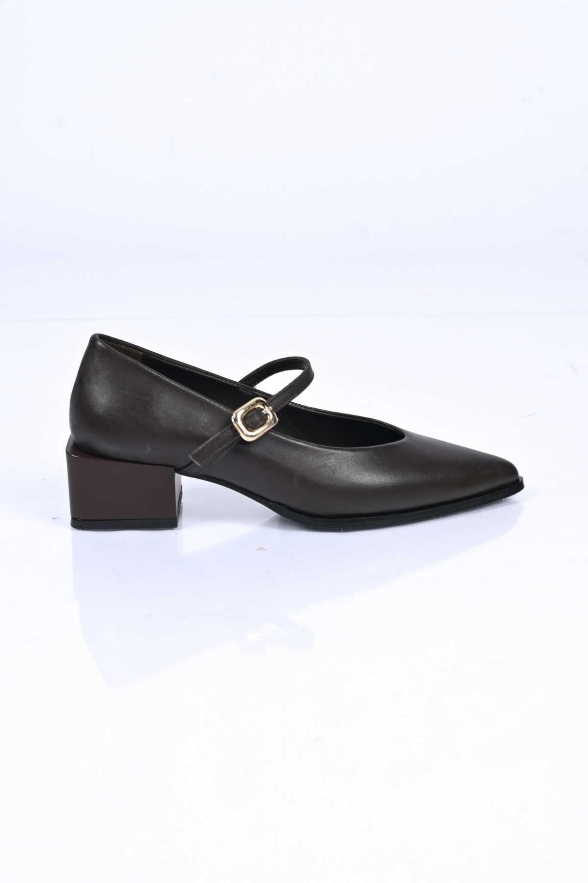 Bestello Lace-Up-Free Belt-Buckle Neolite Sole Genuine Leather Thick-Heeled Shoes 342-042 Women's Shoes