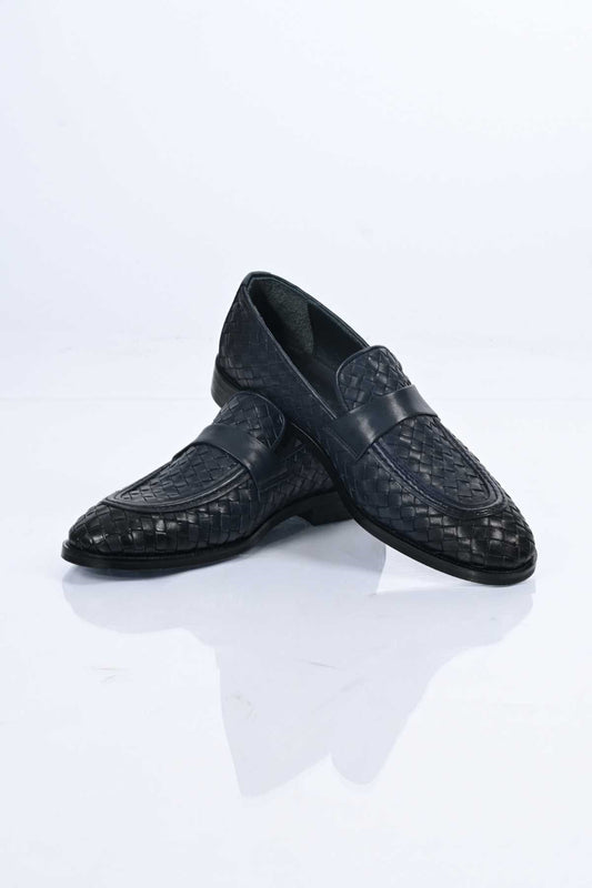 Bestello Men's Slip-On Woven Genuine Leather Classic Shoes with Neolite Sole 333-2358 Men's Shoes