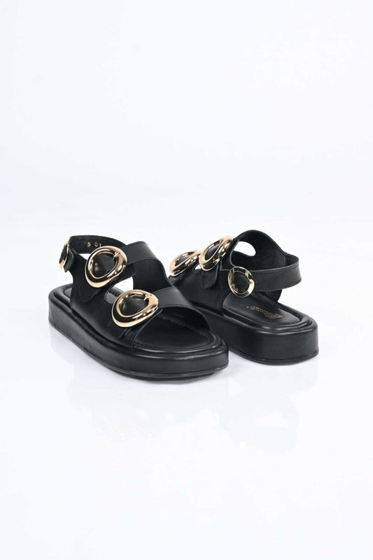 Bestello Slip-On Buckled Poly Sole Genuine Leather Open-Back Sandal 341-1119 Women's Sandal