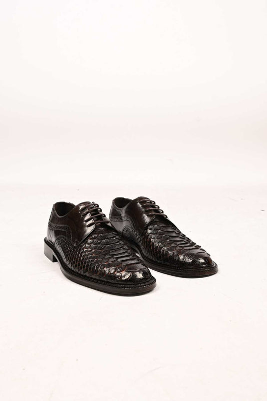 Bestello Lace-Up Classic Genuine Python Leather Shoes with Leather Sole 333-22264 Men's Shoes