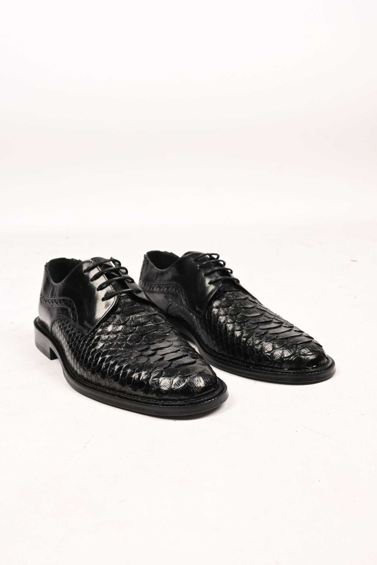 Bestello Lace-Up Classic Genuine Python Leather Shoes with Leather Sole 333-22264 Men's Shoes
