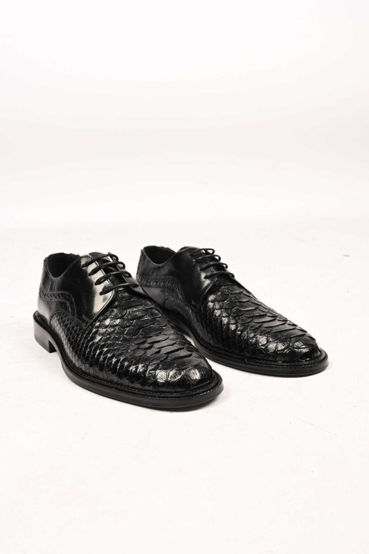 Bestello Lace-Up Classic Genuine Python Leather Shoes with Leather Sole 333-22264 Men's Shoes