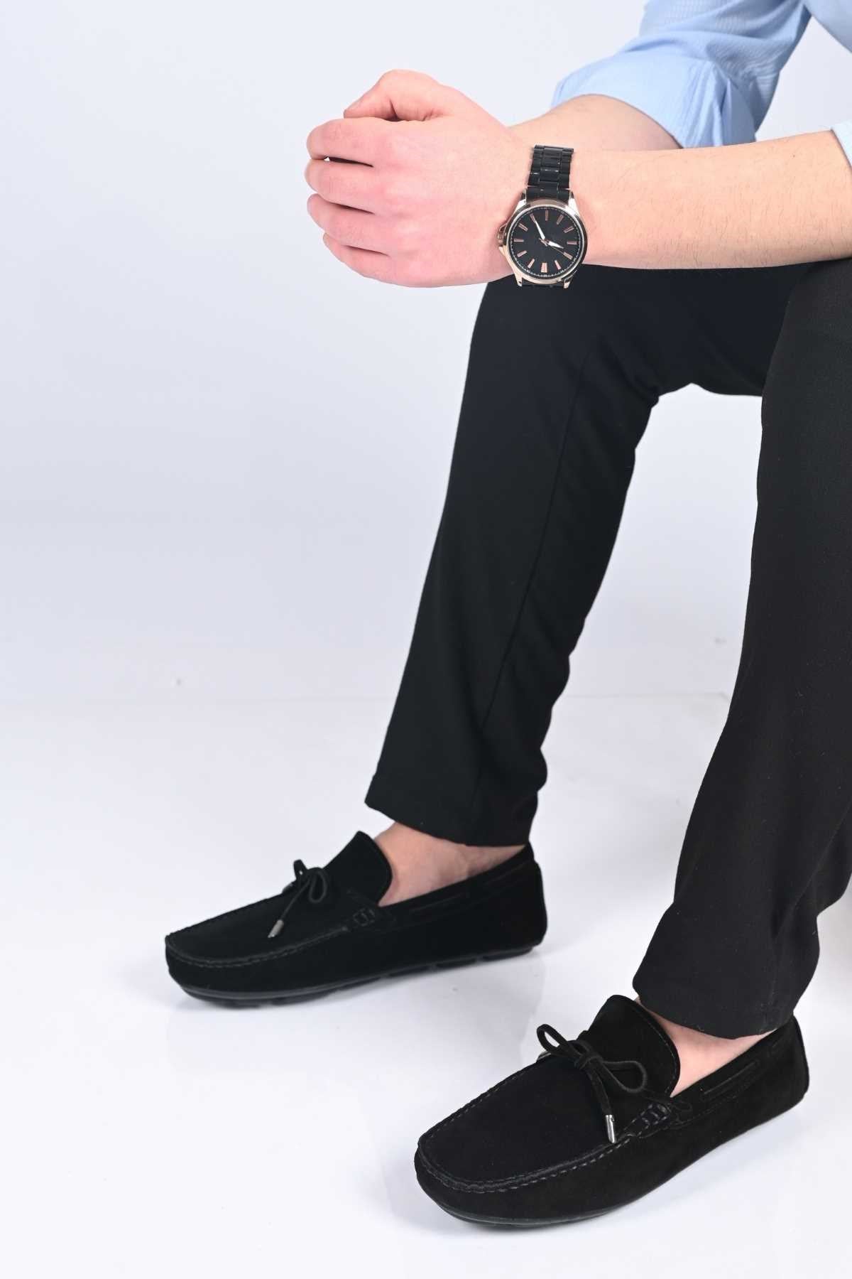 Bestello Slip-On Loafers with Bow, Polyurethane Sole, Genuine Leather, 028-1041 Men's Shoes