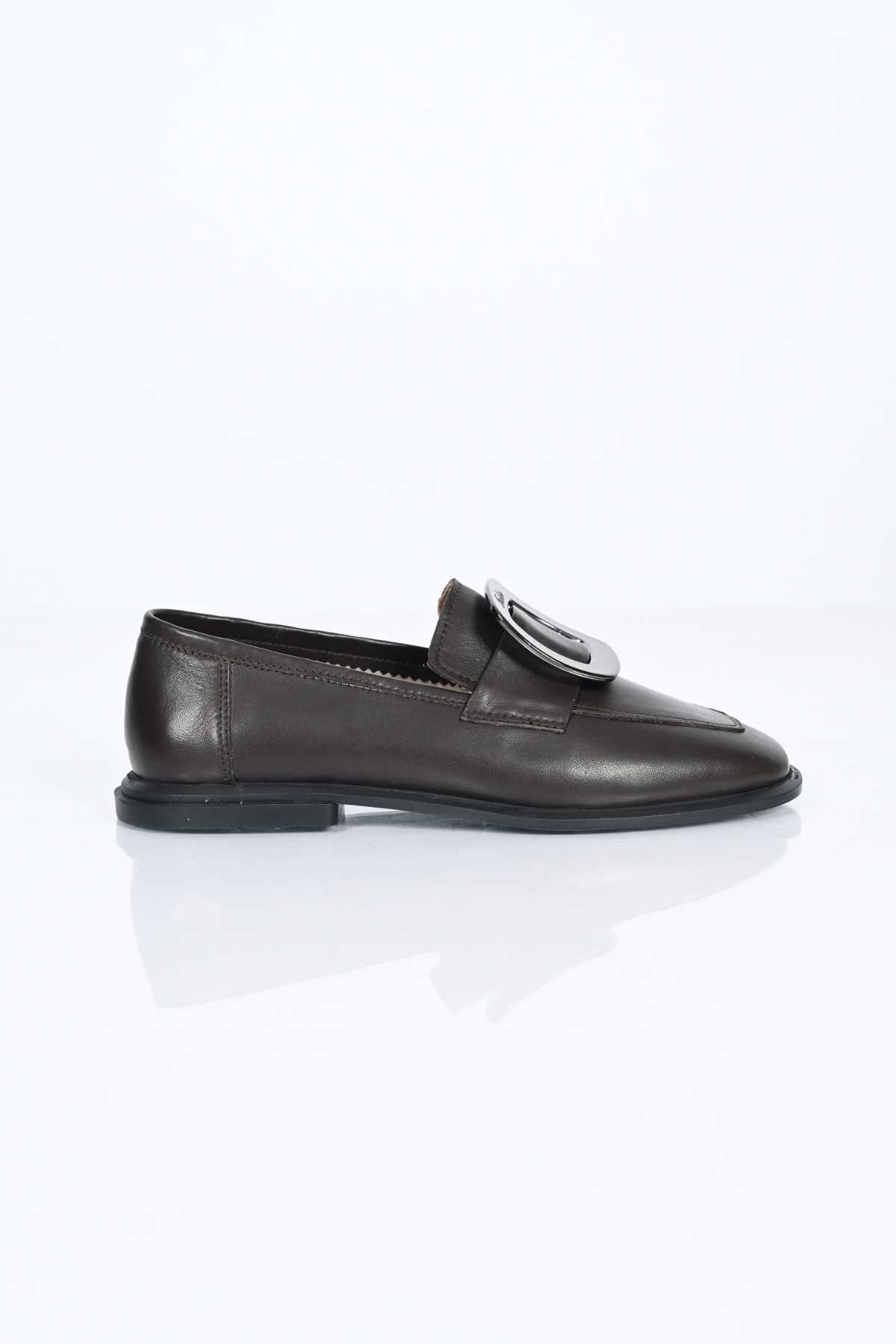Bestello Genuine Leather Loafer with Buckle, Slip-On, TPU Sole 332-25050 Women's Shoes