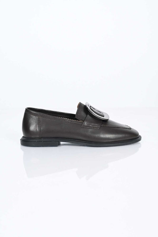 Bestello Genuine Leather Loafer with Buckle, Slip-On, TPU Sole 332-25050 Women's Shoes