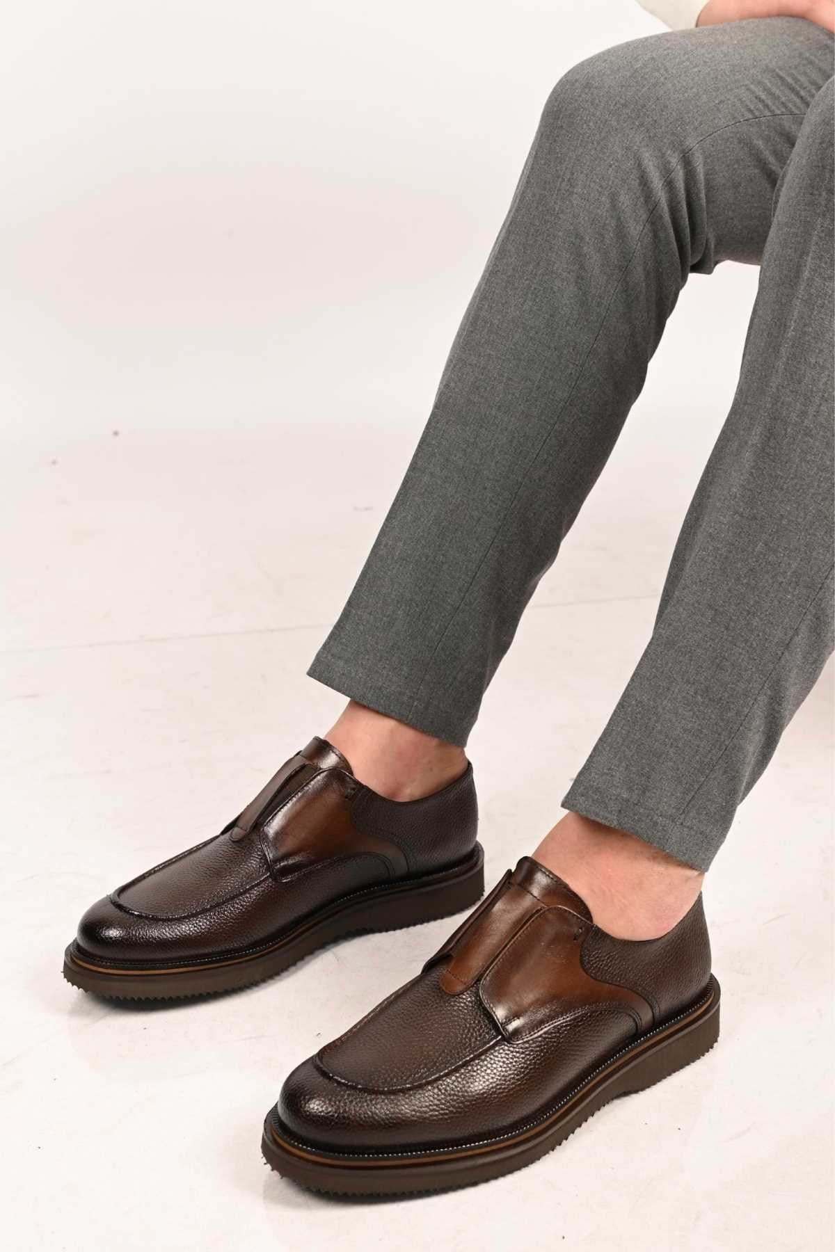Bestello Slip-On Genuine Leather Loafers with Elastic and EVA Sole 172-65114 Men's Shoes